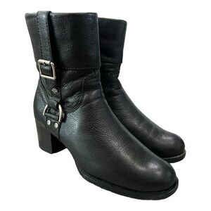 Harley Davidson Women’s Black Leather Biker Sadie Heel Booties Size 8